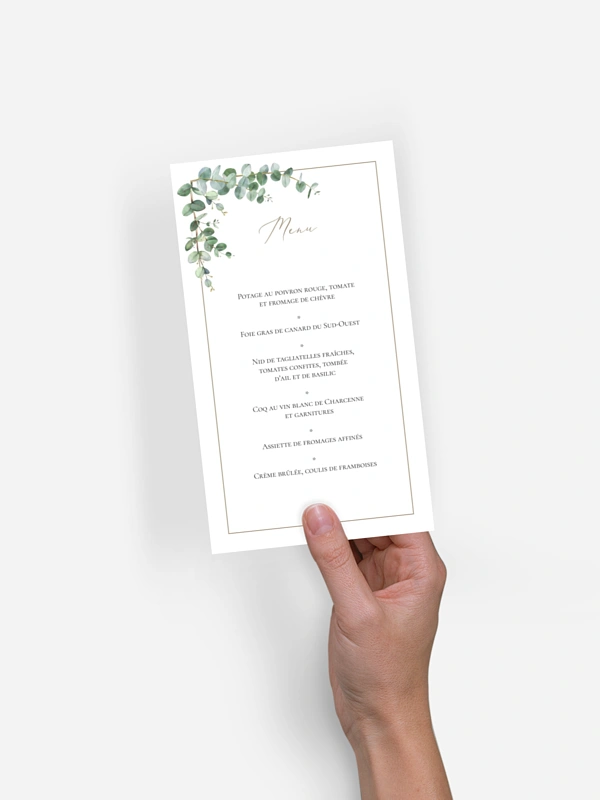 Menu mariage Natural Greenery