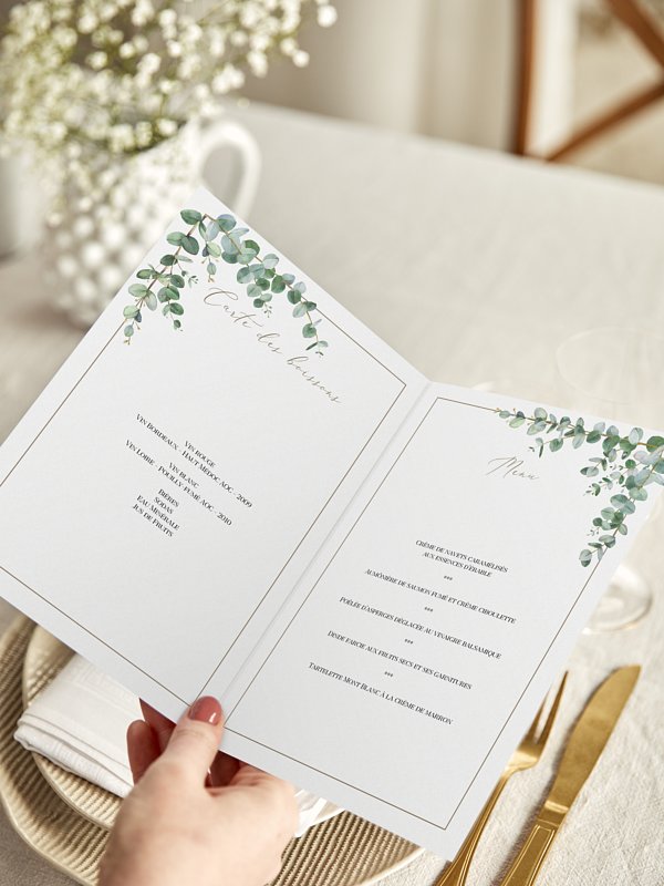 Menu mariage Natural Greenery