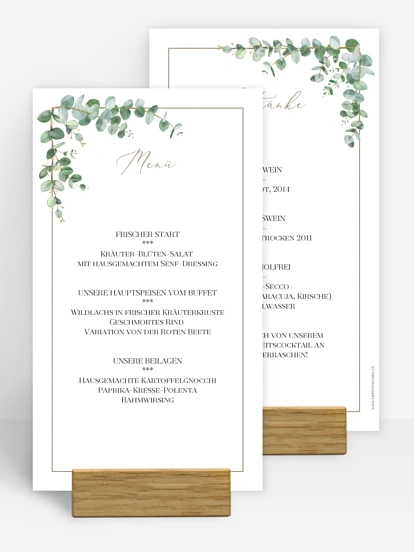Menükarte Hochzeit Natural Greenery