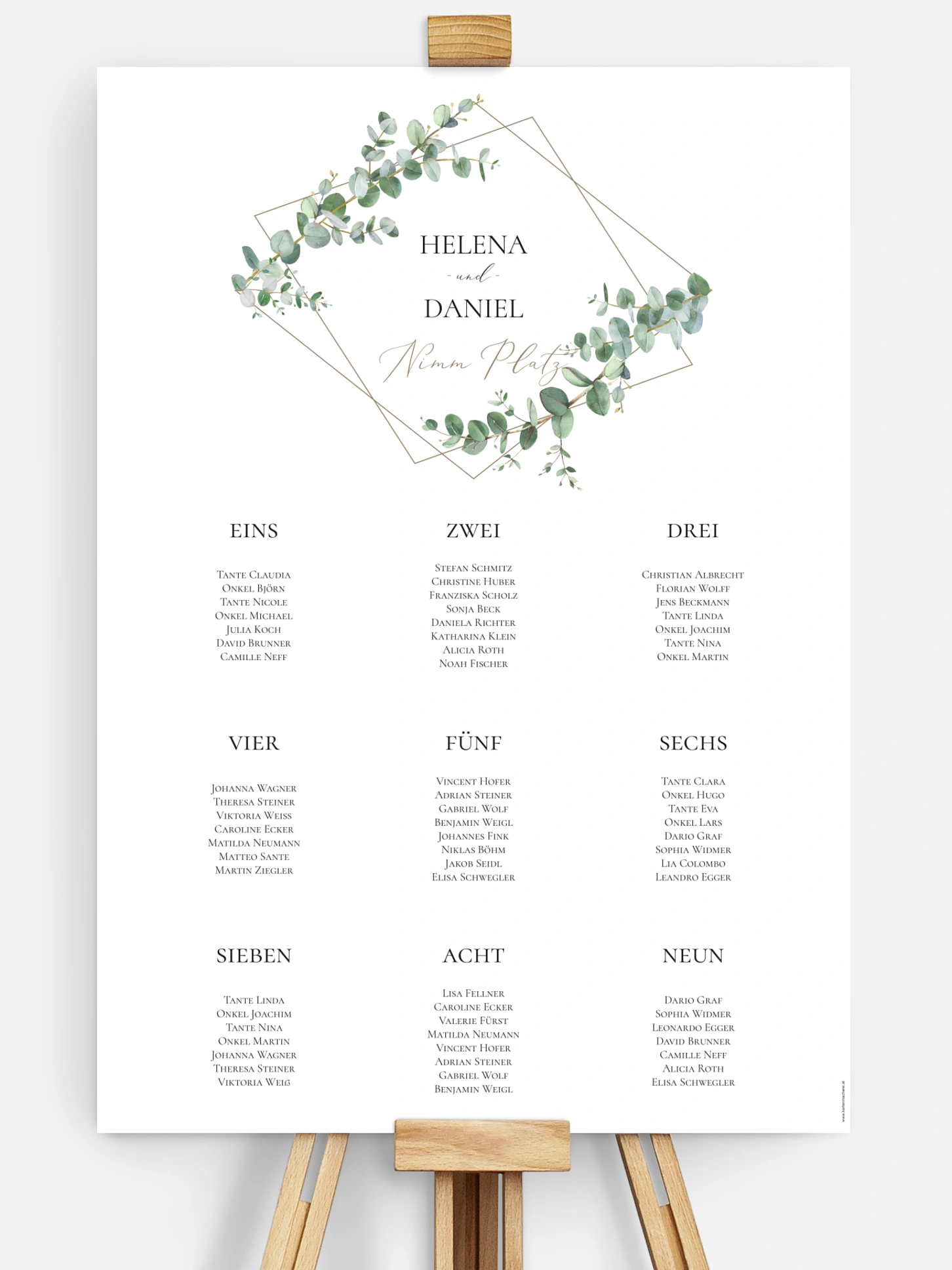 Sitzplan Plakat Natural Greenery