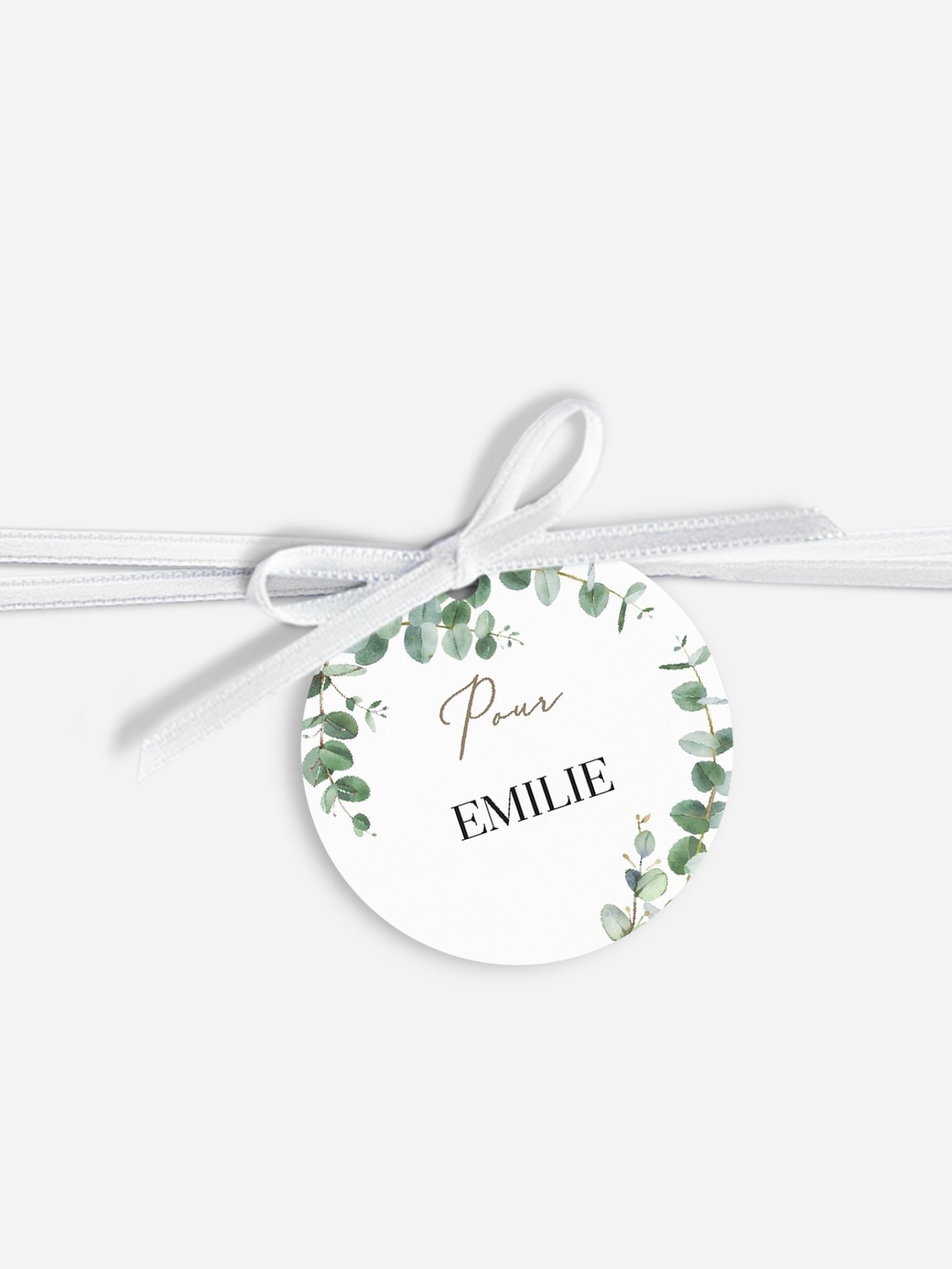 Étiquette avec ruban mariage individuelle Natural Greenery