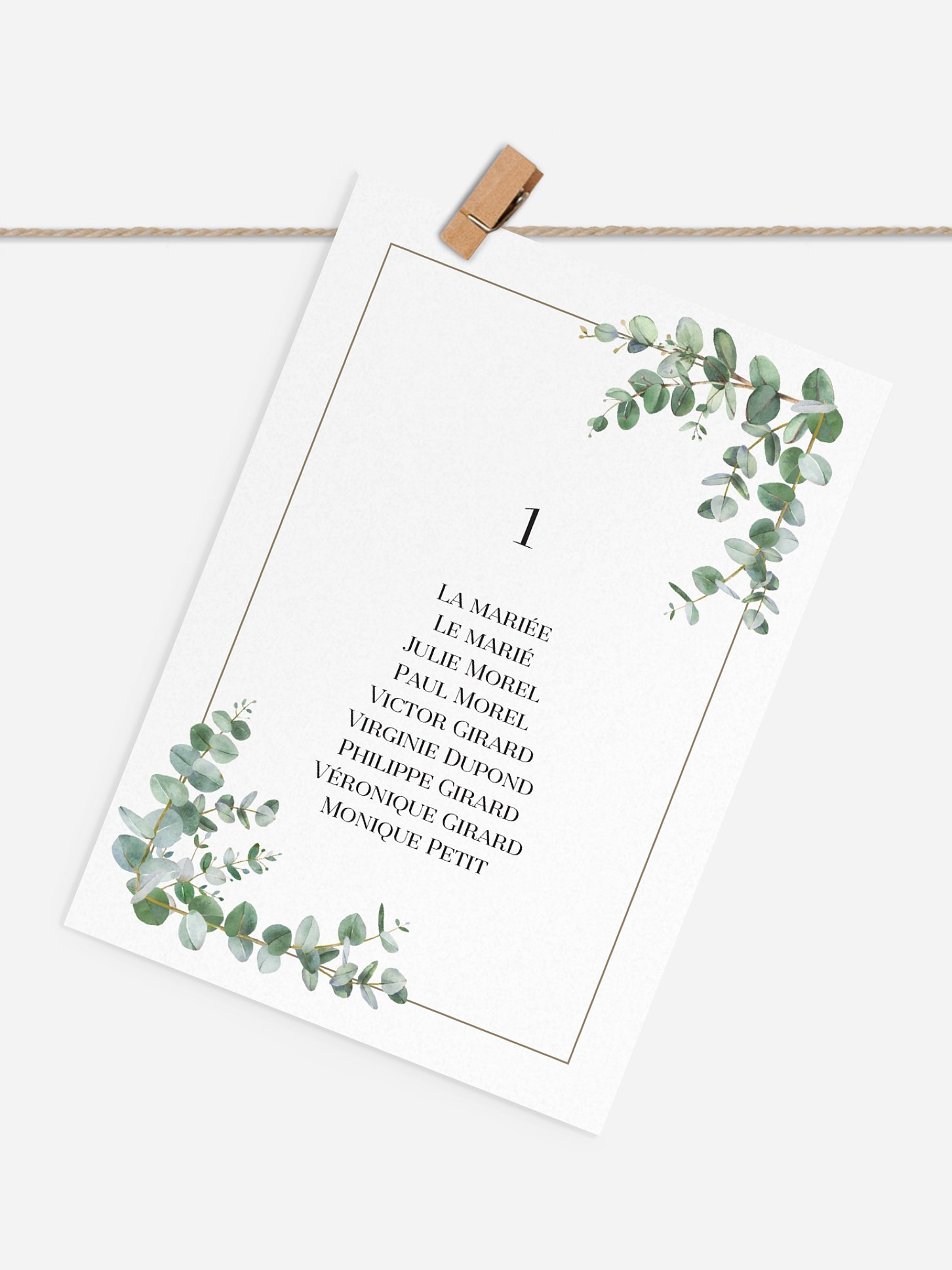 Cartons plan de table mariage Natural Greenery