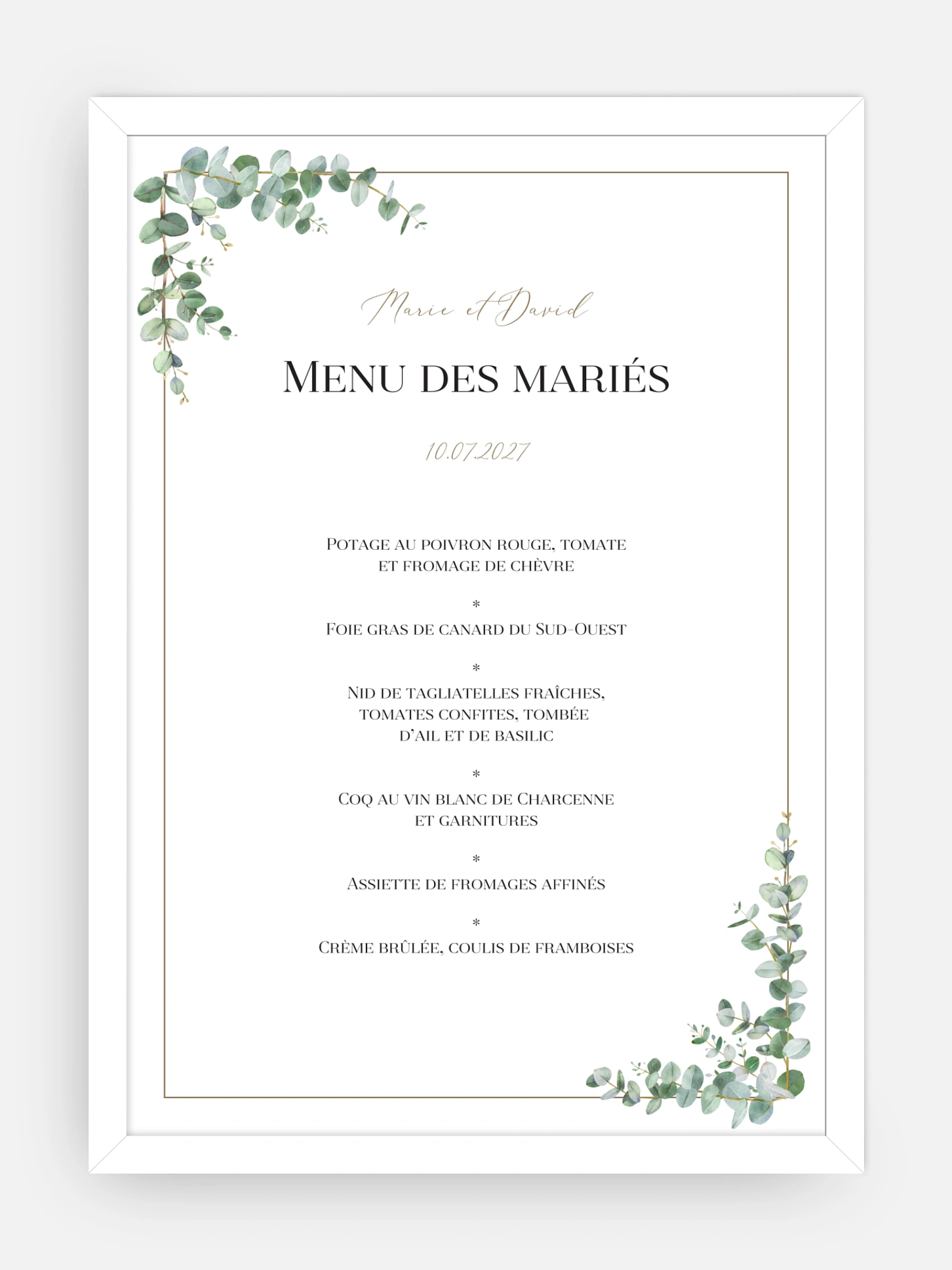 Menu mariage Natural Greenery