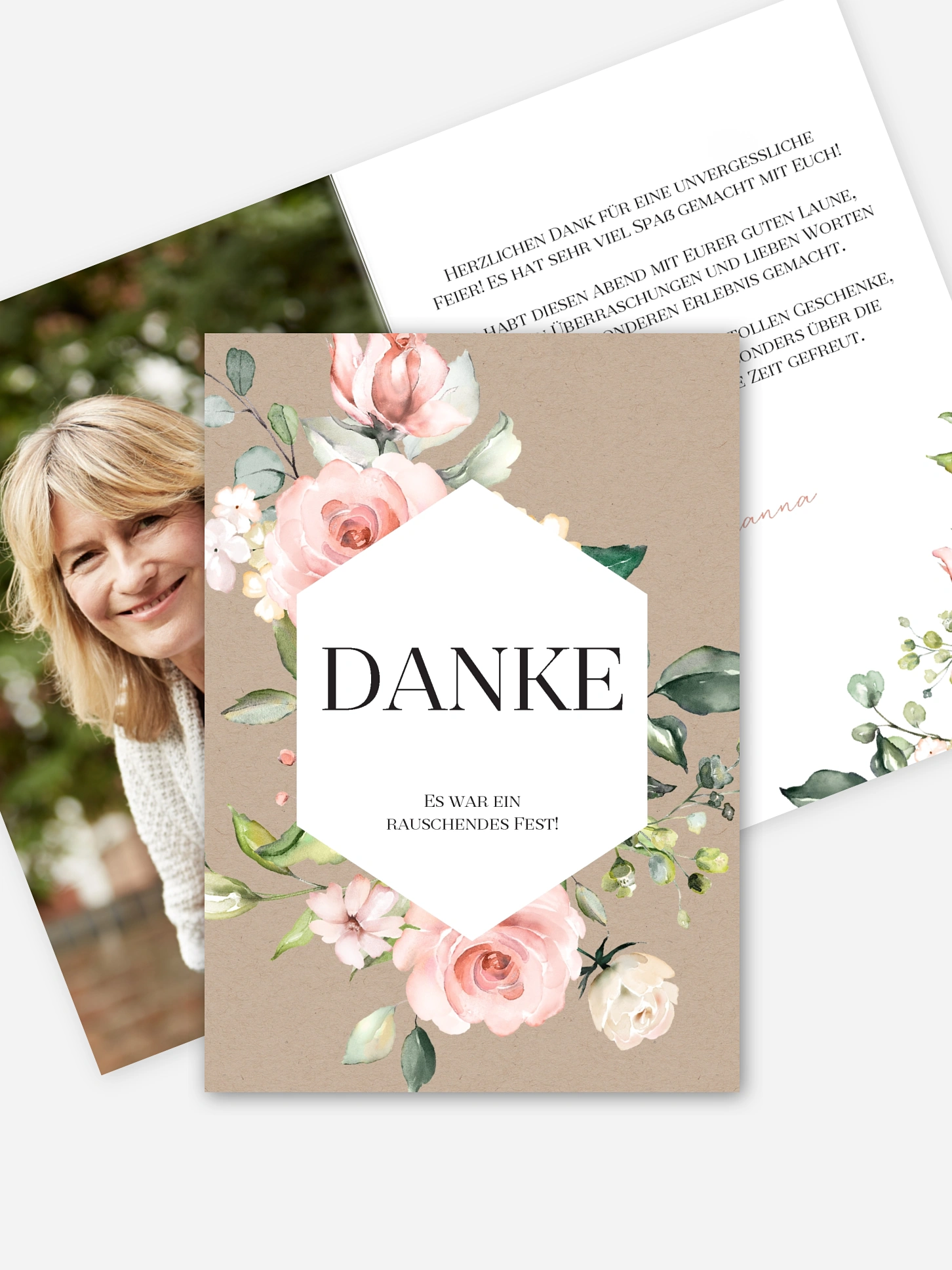 Dankeskarte Geburtstag Soft Florals