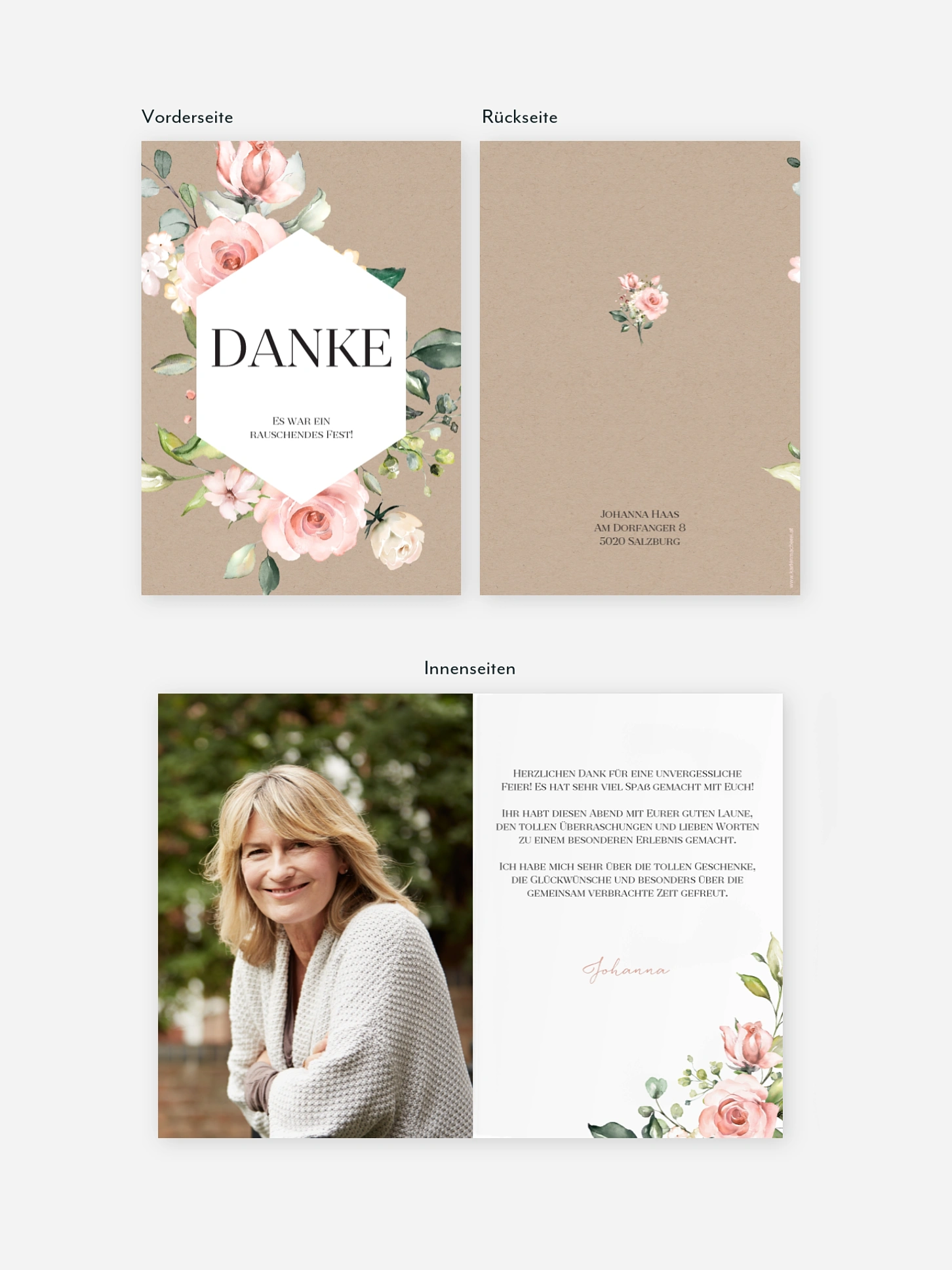 Dankeskarte Geburtstag Soft Florals