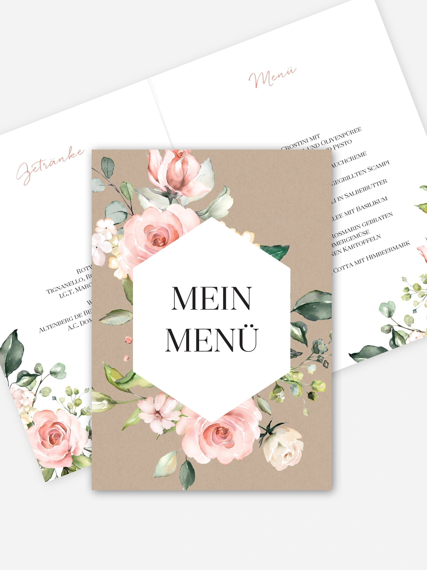 Menükarte Geburtstag Soft Florals