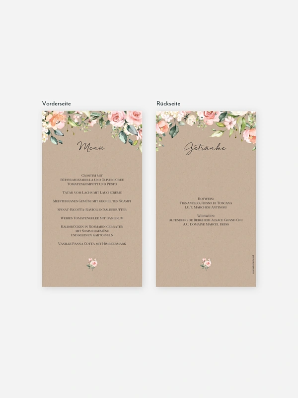 Menükarte Geburtstag Soft Florals