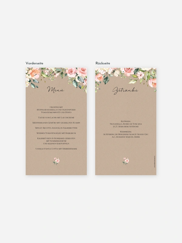 Menükarte Geburtstag Soft Florals