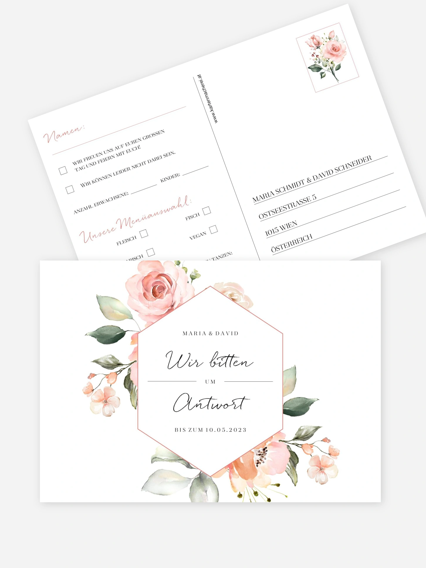 Antwortkarte Hochzeit Soft Florals