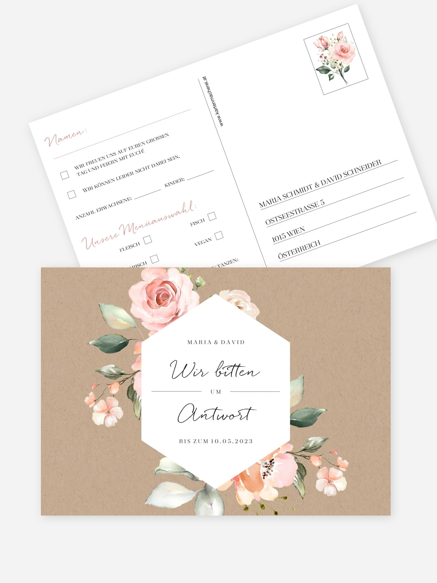 Antwortkarte Hochzeit Soft Florals