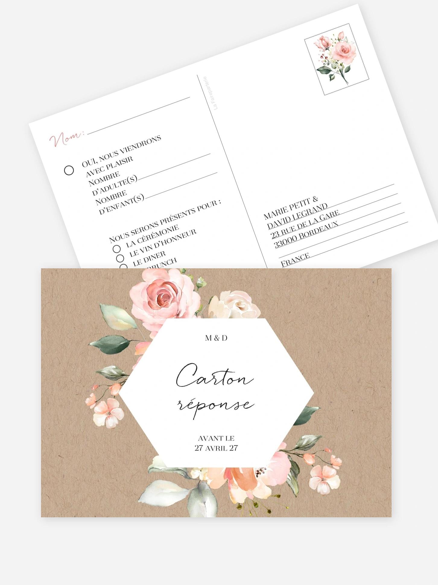 Carton réponse Soft Florals