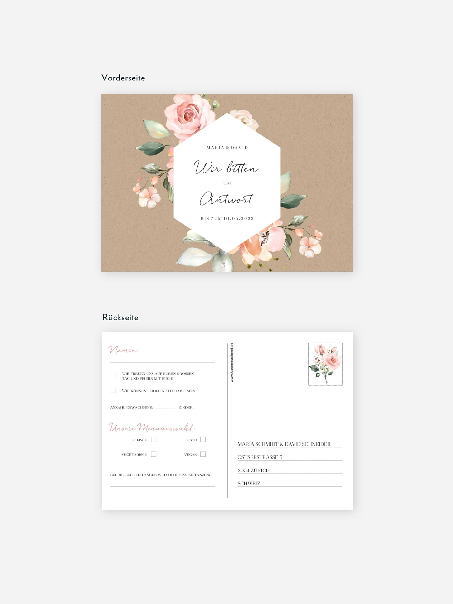 Antwortkarte Hochzeit Soft Florals