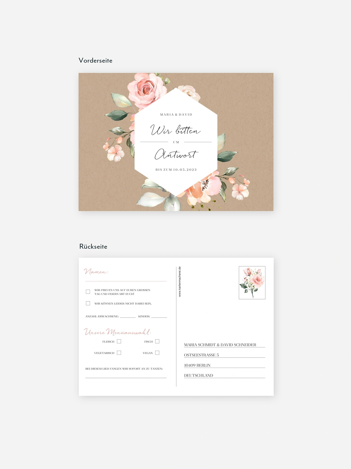Antwortkarte Hochzeit Soft Florals