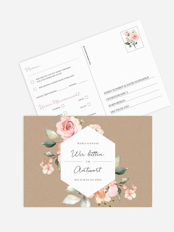 Antwortkarte Hochzeit Soft Florals