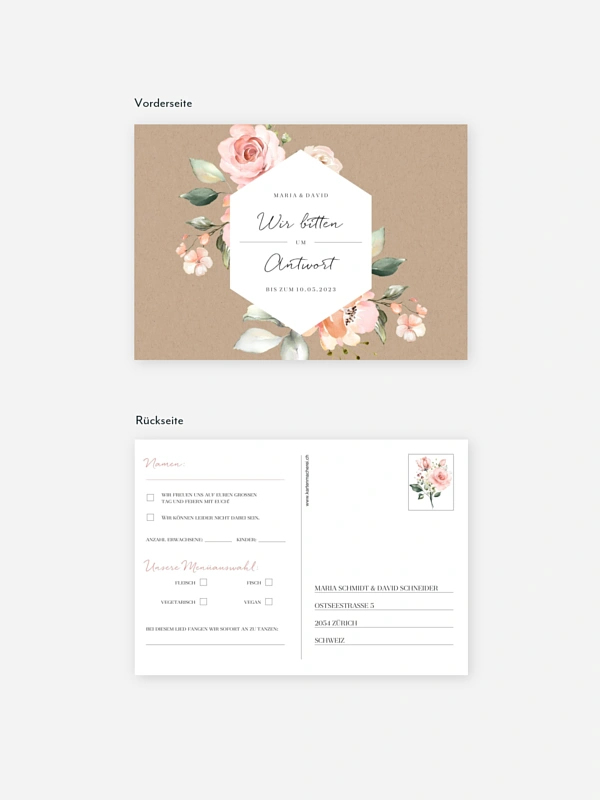 Antwortkarte Hochzeit Soft Florals