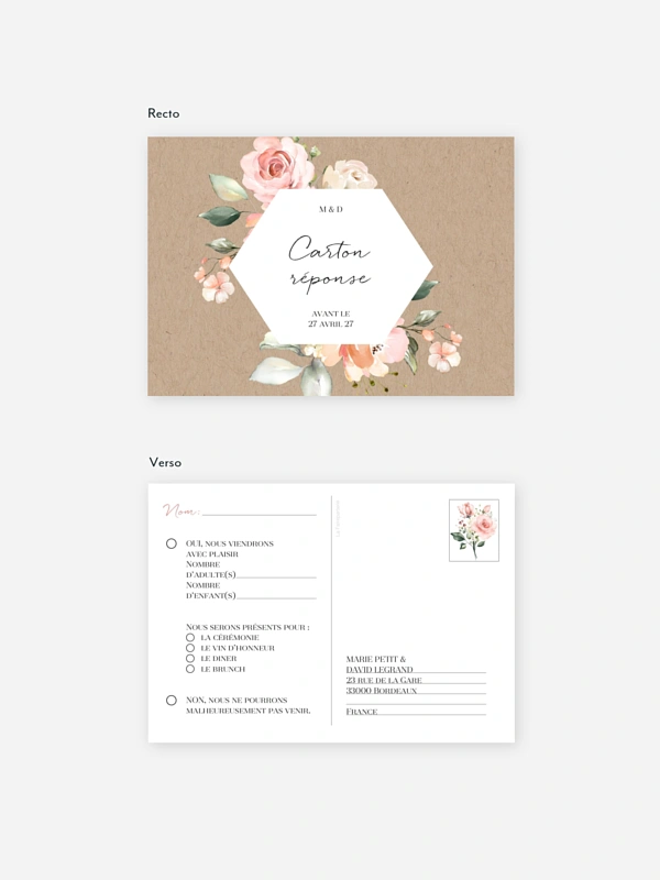 Carton réponse Soft Florals