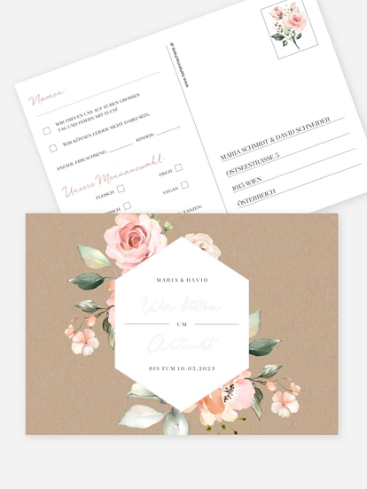 Antwortkarte Hochzeit Soft Florals