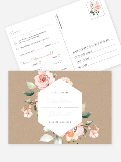Antwortkarte Hochzeit Soft Florals