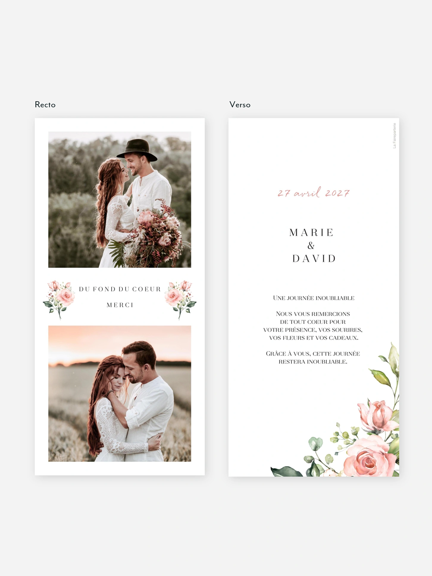 Carte de remerciements Soft Florals