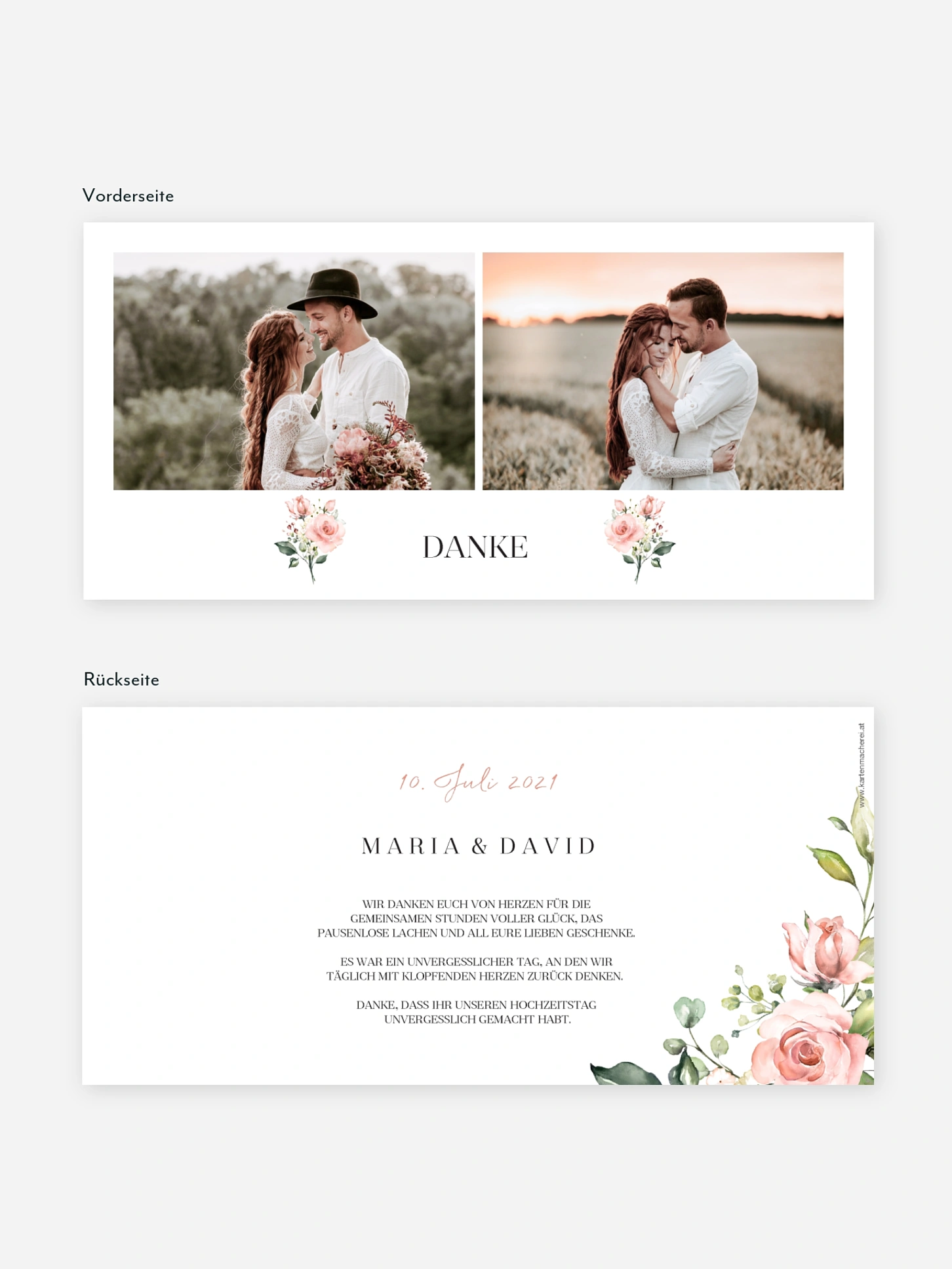 Dankeskarte Hochzeit Soft Florals