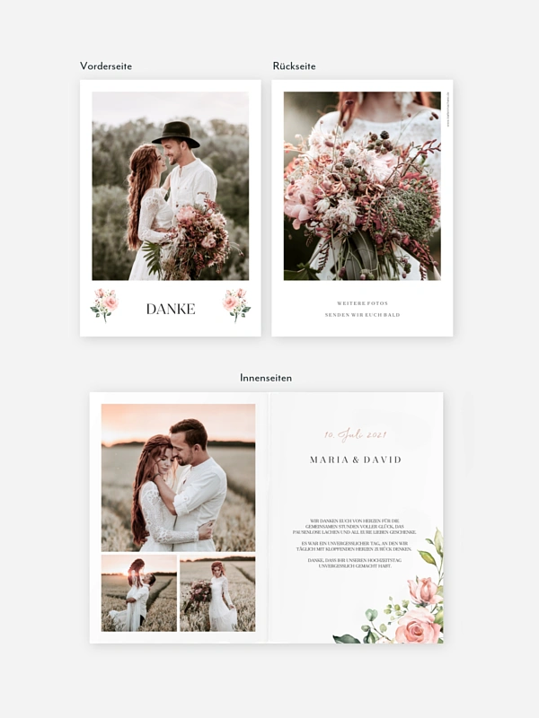 Dankeskarte Hochzeit Soft Florals