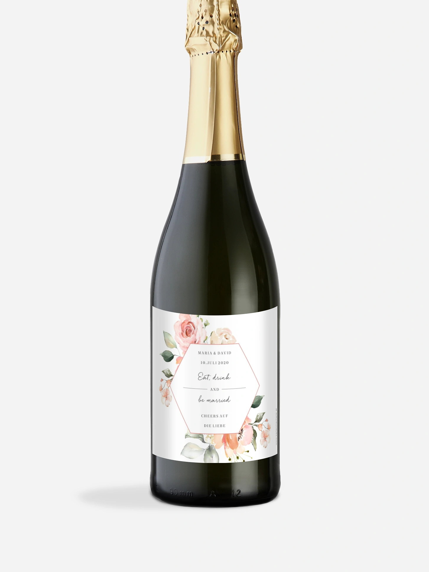 Flaschenetikett Hochzeit Soft Florals