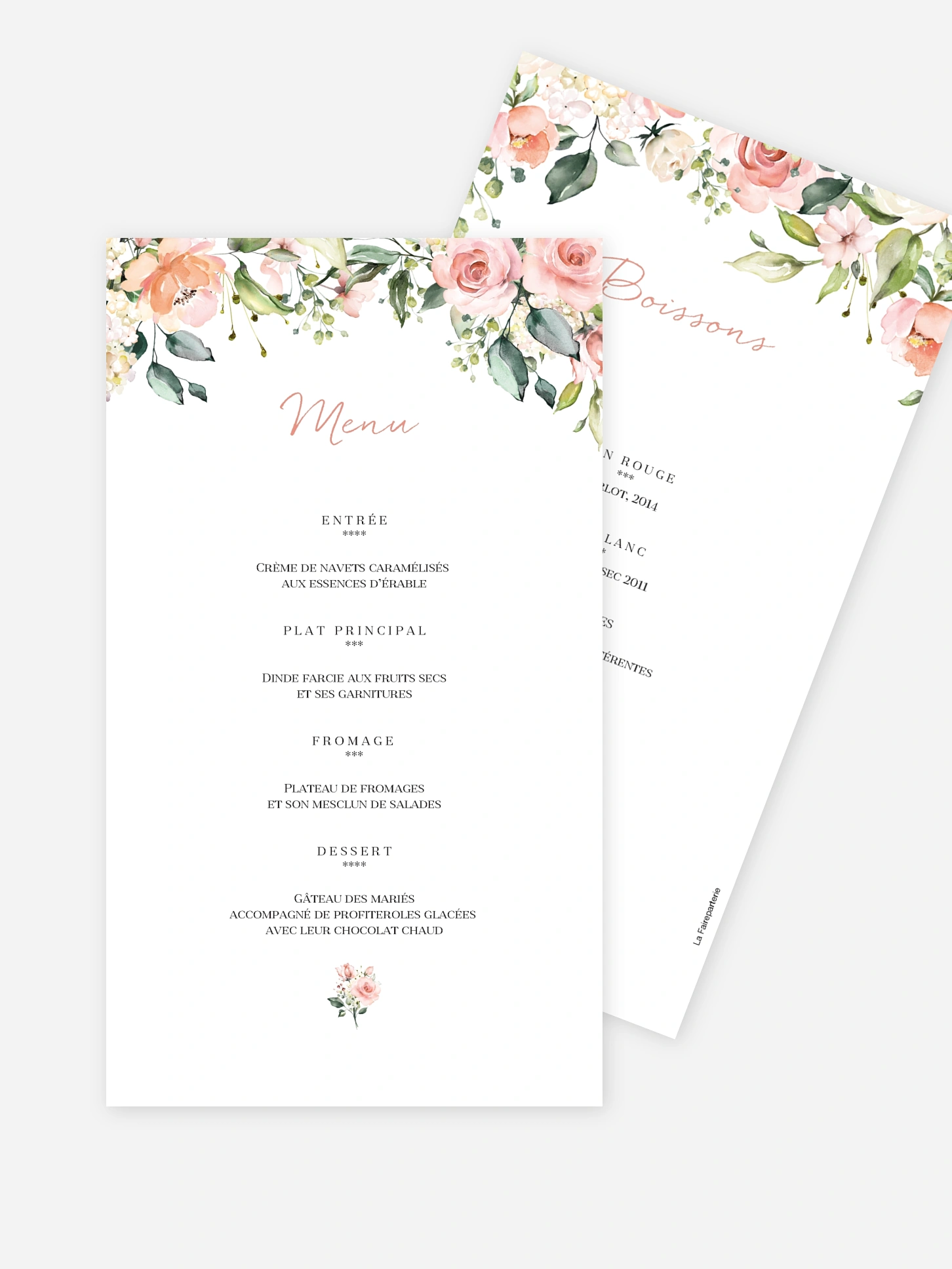 Menu mariage Soft Florals