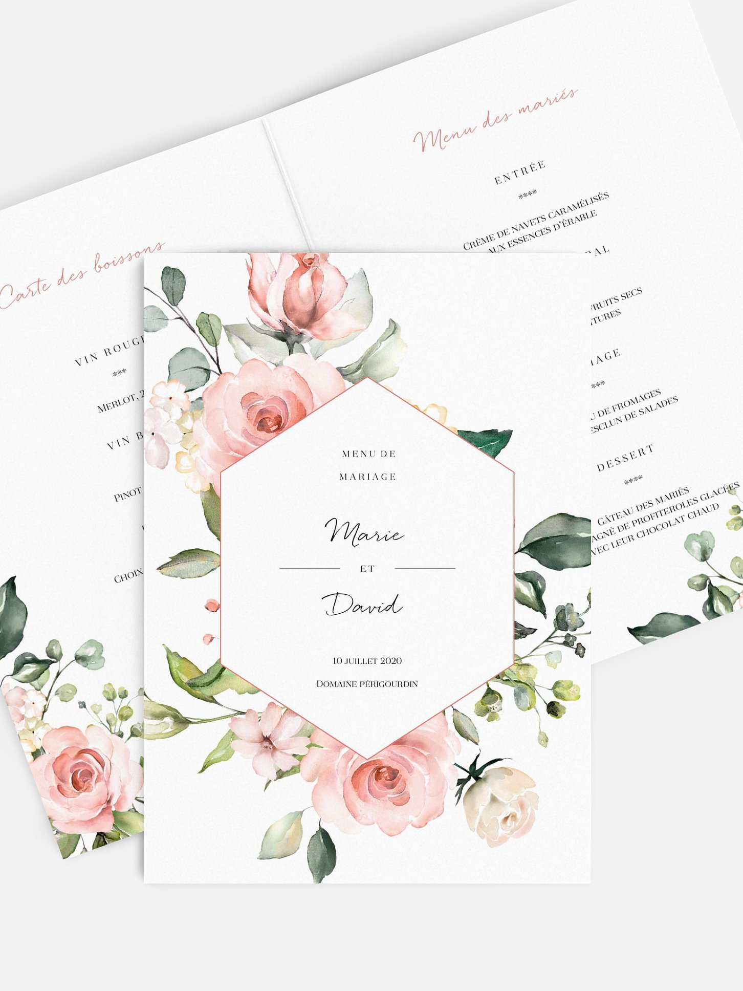 Menu mariage Soft Florals