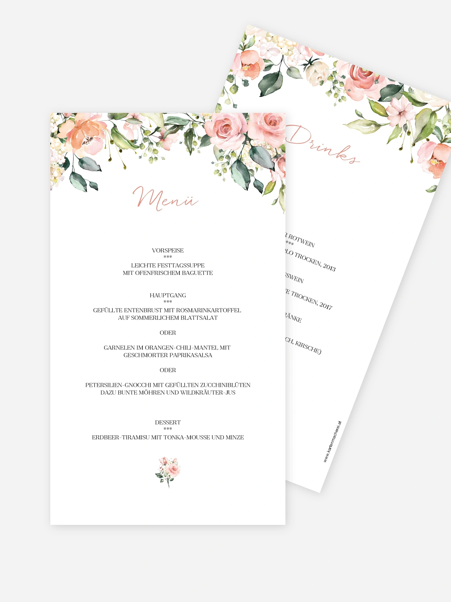 Menükarte Hochzeit Soft Florals