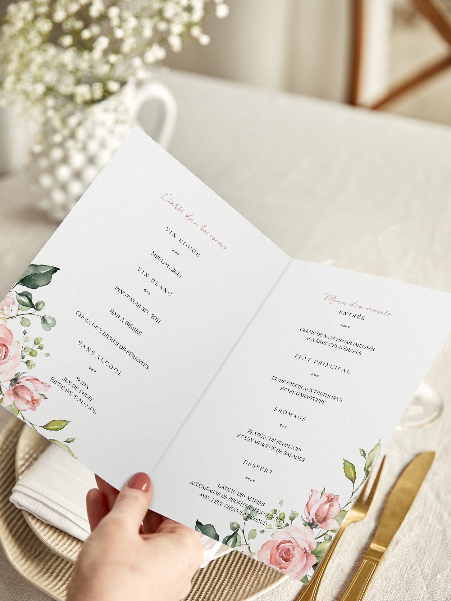 Menu mariage Soft Florals