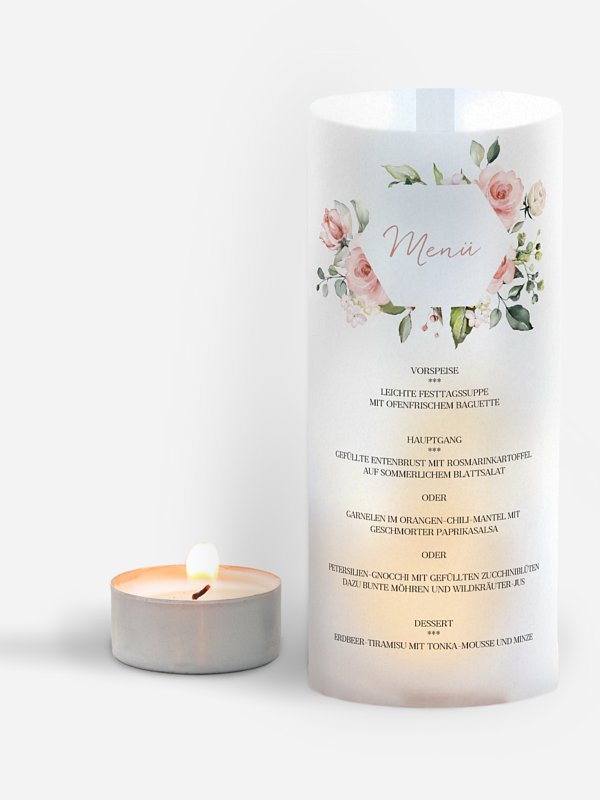 Menükarte Hochzeit Soft Florals
