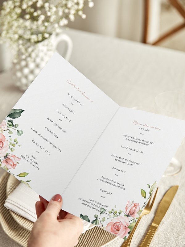 Menu mariage Soft Florals