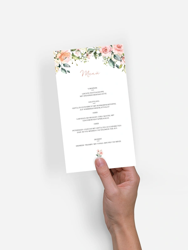 Menükarte Hochzeit Soft Florals