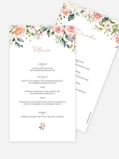 Menükarte Hochzeit Soft Florals