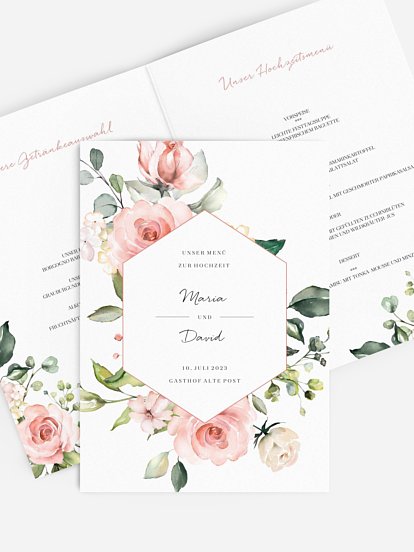 Menükarte Hochzeit Soft Florals