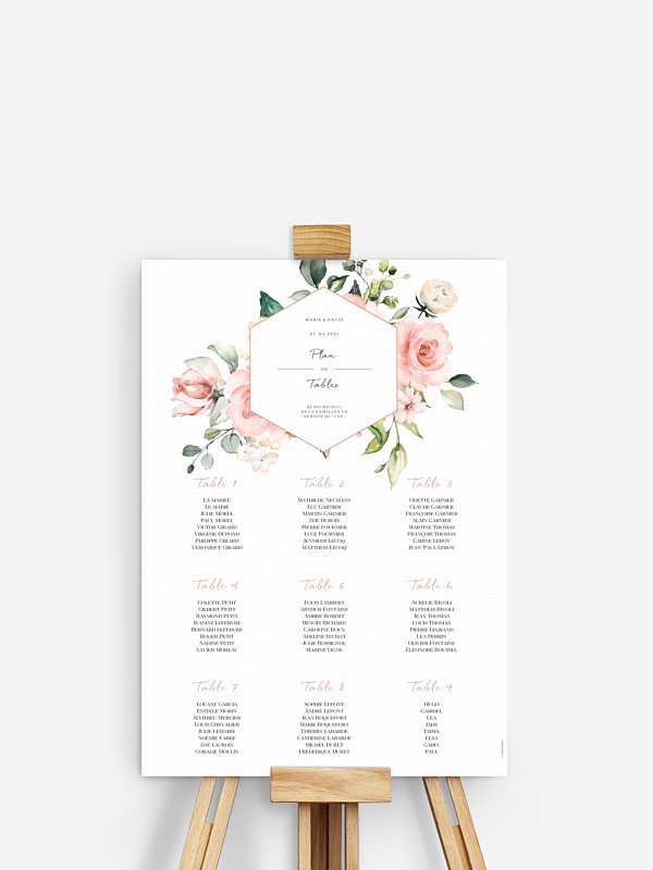 Poster plan de table mariage Soft Florals