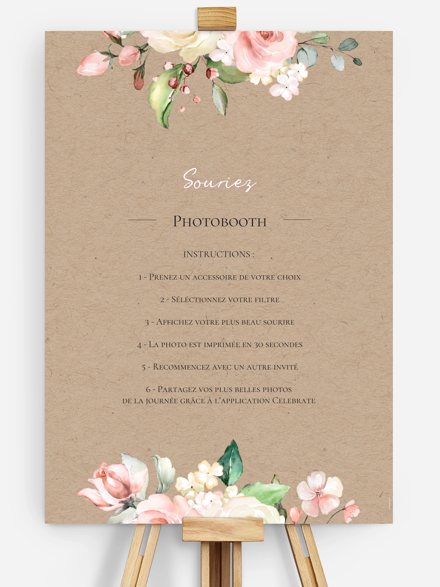 Affiche photobooth mariage Soft Florals