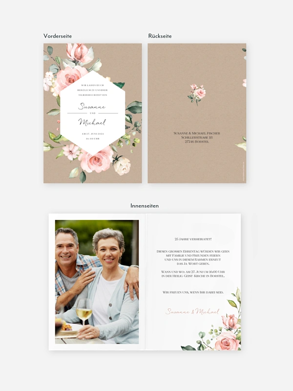 Einladung zur Silberhochzeit Soft Florals