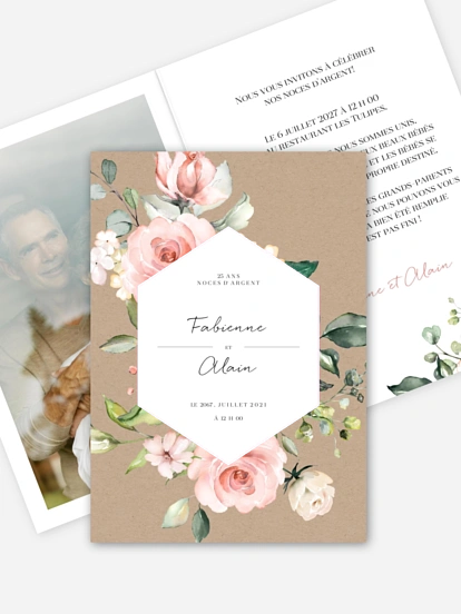 Invitation anniversaire mariage 25 ans Soft Florals