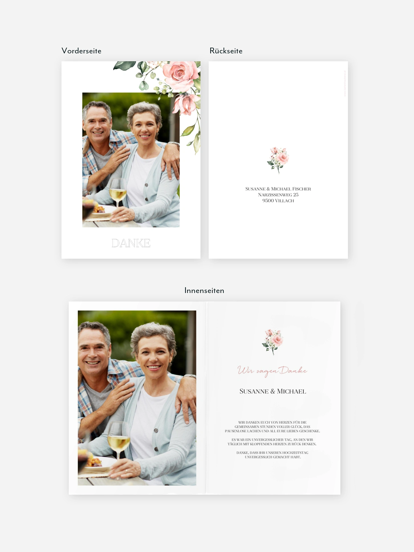 Danksagung zur Silberhochzeit Soft Florals