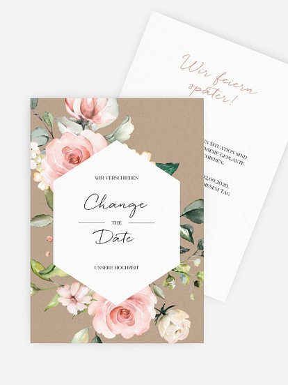 Change-the-Date Karte Soft Florals