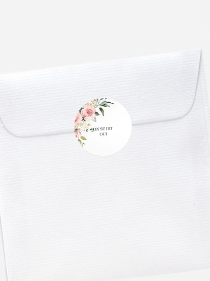 Etiquette enveloppes mariage Rhapsody floral, sticker enveloppe