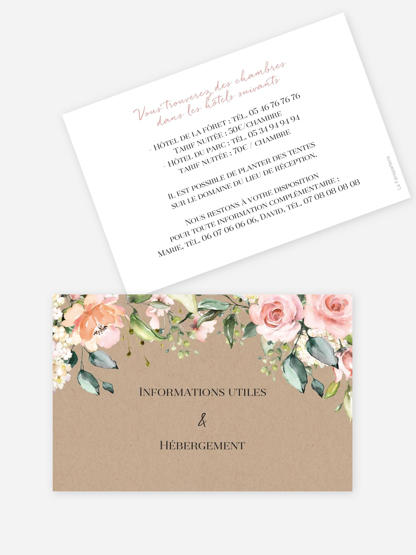 Carton information hébergement Soft Florals