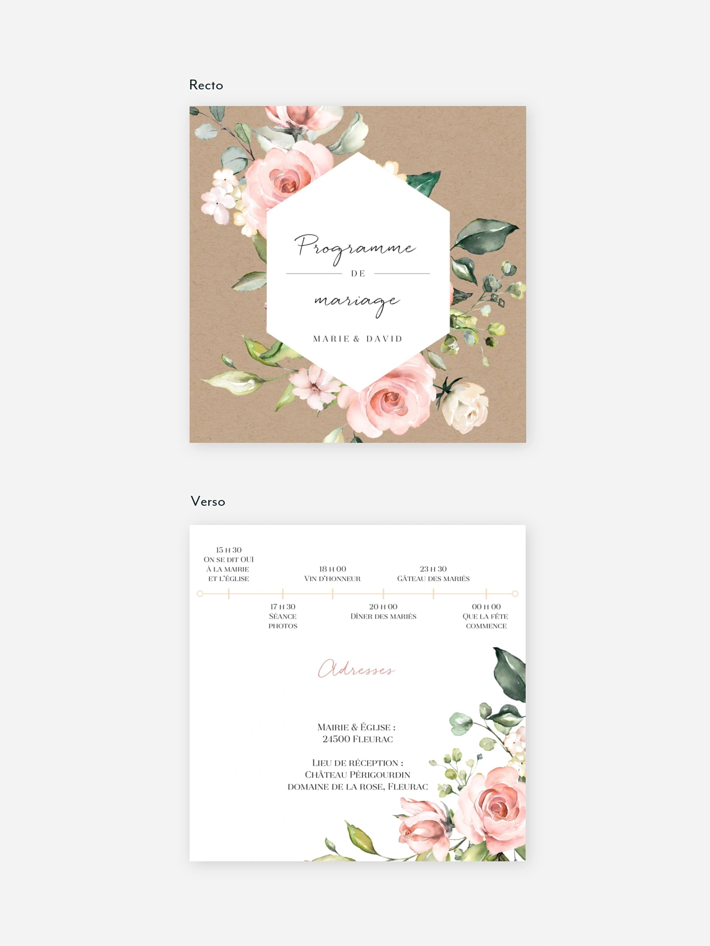 Programme mariage Soft Florals