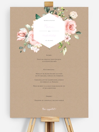 Menu mariage Soft Florals