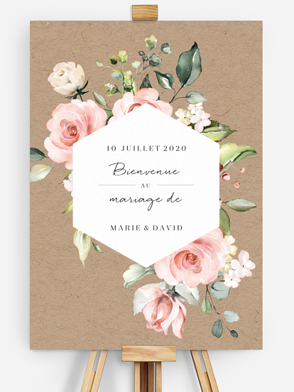Poster bienvenue mariage Soft Florals