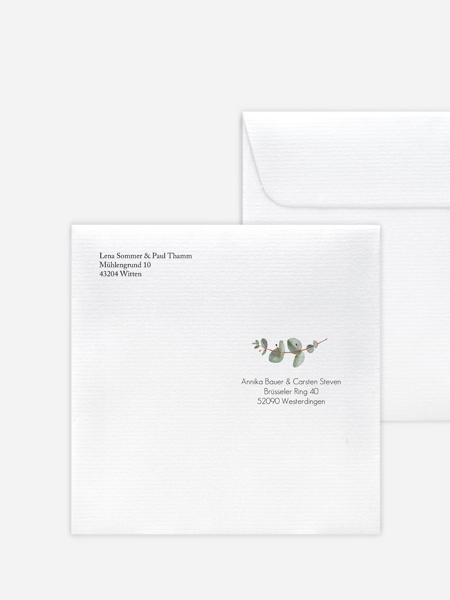 Bedruckter Briefumschlag Hochzeit Green Minimal