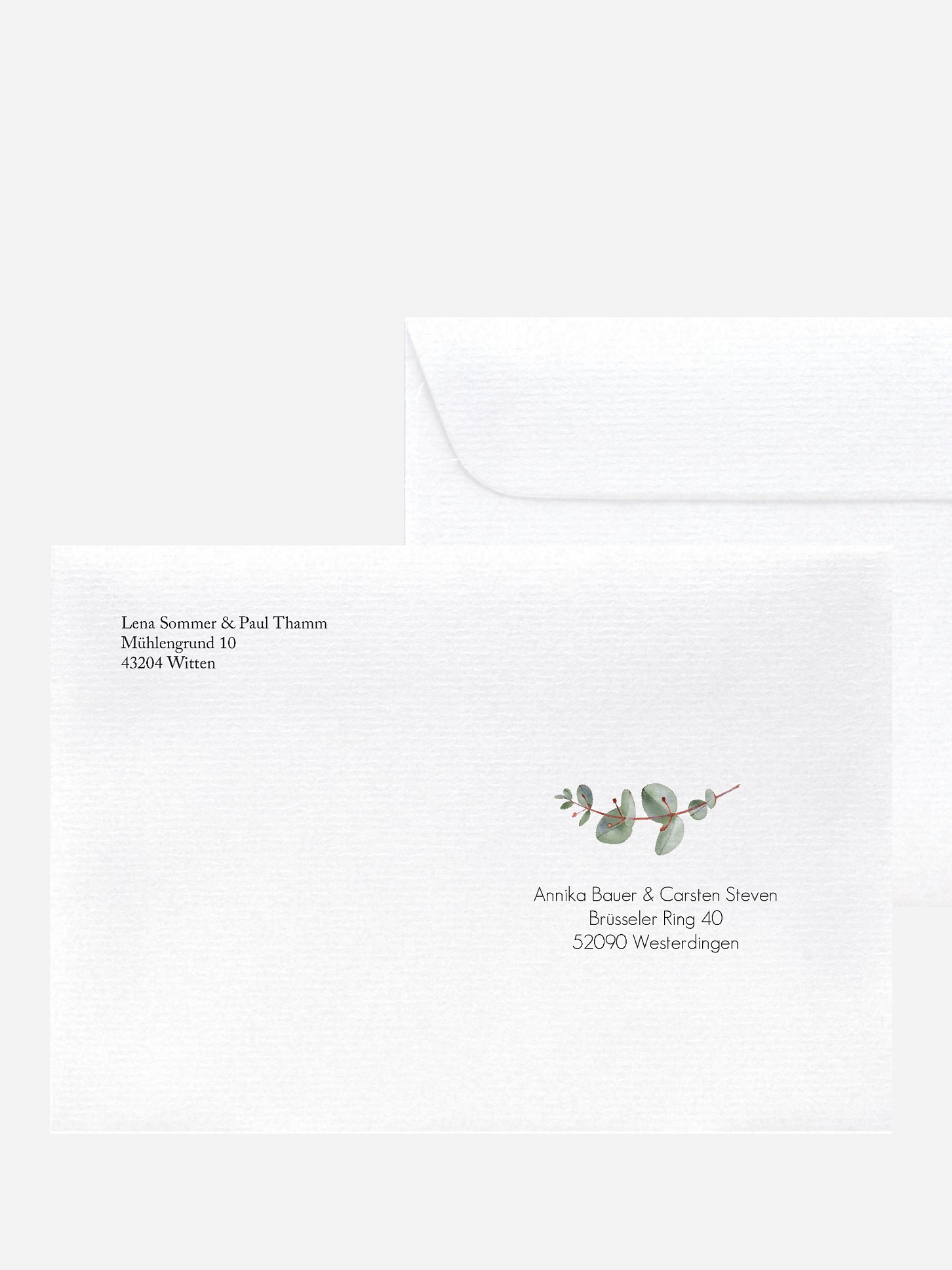 Bedruckter Briefumschlag Hochzeit Green Minimal