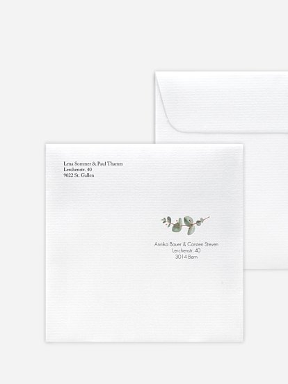 Bedruckter Briefumschlag Hochzeit Green Minimal