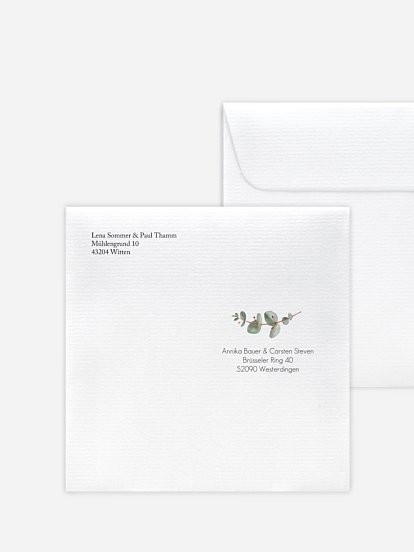 Bedruckter Briefumschlag Hochzeit Green Minimal